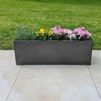 Woven Wood 70cm Zinc Silver & Black Textured Trough Planter