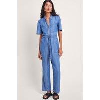 Monsoon Women's Tara Denim Jumpsuit in Blue | Size: 20