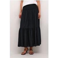 Kaffe Women's Maxi Smock Waist A-Line Fit Skirt in Black | Size: Medium/Large