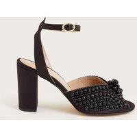 Monsoon Women's Pearl Block Heeled Sandals in Black | Size: 4