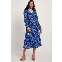 Monsoon Women's Micola Print Mesh Dress in Blue | Size: Small