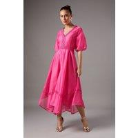 Coast Women's Button Front Hanky Hem Dress in Pink | Size: 10