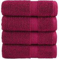 Berkfield Home Premium Guest Towels SOLUND 4pcs Bordeaux 30x50cm 600gsm in Red