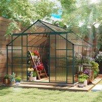 OUTSUNNY 8x12ft Polycarbonate Walk-in Greenhouse Outdoor w/ Double Sliding Door in Clear