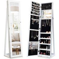 Costway 3in1 Jewelry Cabinet FullLength Mirrored Jewelry Armoire Jewelry Organizer in White