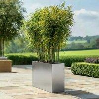 Woven Wood 90cm Long Zinc Galvanised Brushed Silver 60cm Tall Trough Planter