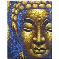 KDMD Buddha Painting - Gold Face & Lotus Flower in Blue