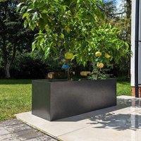 Woven Wood 120cm Zinc Silver & Black Textured Trough Planter
