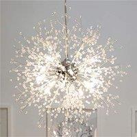 Garwarm Dandelion Chandelier Firework Lamp LED Crystal Pendant Lighting Ceiling Light in Metallic Silver