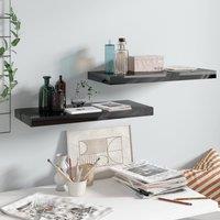Berkfield Home Floating Wall Shelves 2 pcs High Gloss Black 60x23.5x3.8 cm MDF