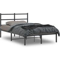 Metal Bed Frame without Mattress with Headboard Black 120x190cm