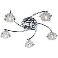 Netlighting Clara 5 Light Flush Multi Arm Ceiling Light Chrome Clear Glass G9 in Grey