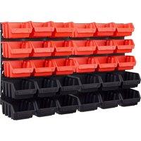 Berkfield Home 32 Piece Storage Bin Kit with Wall Panels Red & Black