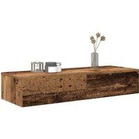 Wall Shelf with Drawers Old Wood 100x36x19 cm Engineered Wood