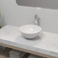 Berkfield Home Bathroom Basin with Mixer Tap Ceramic Round White