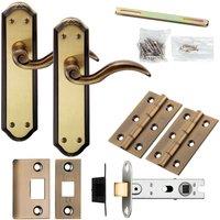 Loops Door Handle & Latch Pack Florentine Bronze Spiral Lever Sculpted Backplate
