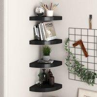 Berkfield Home Floating Corner Shelves 4 pcs Black 25x25x3.8 cm MDF