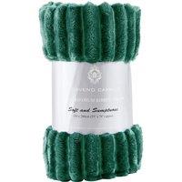 GAVENO CAVAILIA Osum Ribbed Throw in Dark Green | Size: 200 cm x 240 cm