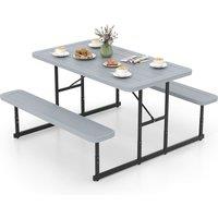 Gymax Picnic Table Bench Set Camping Dining Table for 2-4 People in Black