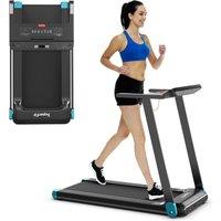 Gymax Folding Treadmill Home Compact Walking Running Machine in Navy