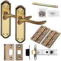 Loops Door Handle & Latch Pack Bronze Traditional Curved Lever Sculpted Backplate