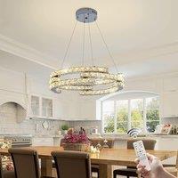 Chrome Crystal Dimmable Pendant Light with Remote