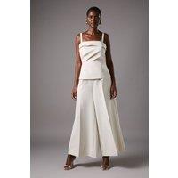 Tailored Cropped Wide Leg Trousers