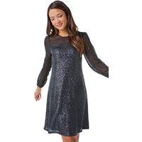 Sequin Chiffon Sleeve Shift Dress