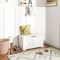 HOMCOM Storage Trunk for Living Room, with Safety Hinges, 80cm in White