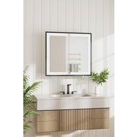 Modern Black Surface Mount LED Mirror Cabinet with Double-Sided Door