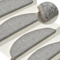 Berkfield Home Carpet Stair Treads 15 pcs Light Grey 56x17x3 cm | Size: Medium