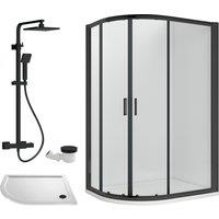 Balterley Offset Left Quadrant Tray Square Shower Waste White Black 1200x 800mm