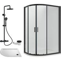 Balterley Offset Left Quadrant Tray Round Shower Waste White Black 1200x 800mm