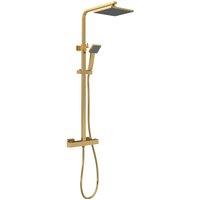 Balterley Empire Square Shower Kit with Fixed Head & Handset - Brushed Brass in Metallics
