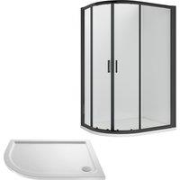 Balterley Ruwa Offset LH Quadrant: Door, Panel, Tray, 1200 x 800 mm Black/White in Black