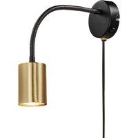 Nordlux Explore Wall Light Brass Metal Bedroom GU10 Switch Plug In/Mains in Gold