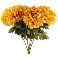 Pegdev Pack of 6 Gold Reflex Chrysanthemums 75cm Silk Flowers