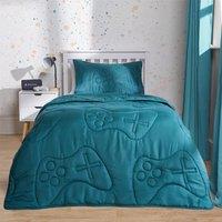 OHS Gaming Duvet Coverless Quilted 7.5 TOG Pillowcase Set Embossed in Green | Size: Single