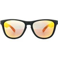 Polaroid Men's Rectangle Black Rubber Grey Red Mirror Polarized Sunglasses