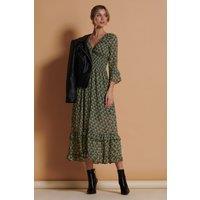 Jolie Moi Women's Qaiya Shirred Chiffon Maxi Dress in Green | Size: 10