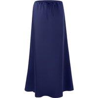 MODISHION Women's High-waisted A-Line Satin Skirt in Navy | Size: Large