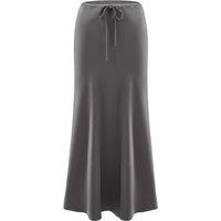 MODISHION Women's High-waisted A-Line Satin Skirt in Grey | Size: Large