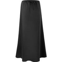 MODISHION Women's High-waisted A-Line Satin Skirt in Black | Size: Medium