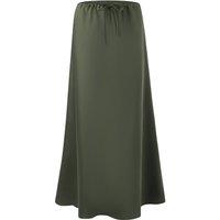 MODISHION Women's High-waisted A-Line Satin Skirt in Green | Size: Large