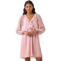 Metallic Dobby Frill Dress