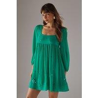 Hand Embellished Sequin Square Neck Mini Dress
