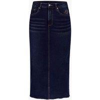 Enorsia Women's Denim High Waist Midi Skirt in Navy | Size: 14