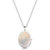 LOVELOX Lockets Women's Black Mother Of Pearl Oval Locket in Silver