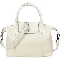 Womens Real Leather Handbag Small Top-Handle Tote Style Quinn White