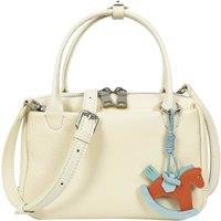 House of Leather Women's Womens Real Leather Handbag Small Top-Handle Style Beatrice Black in White